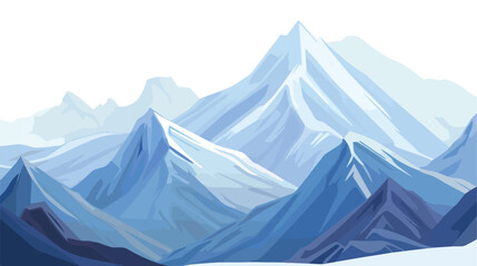 Panorama of snowy peaks. Mountain landscape. Flat vector