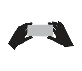 Vector collection hand holding blank card silhouette 