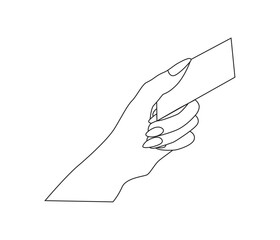 Vector collection with hands holding card hand drawn line art illustration 