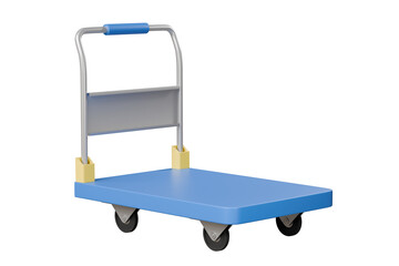 3d Blue Hand truck icon isolated on purple background. Transport trolley. Cargo logistic delivery online service concept. 3d rendering illustration.