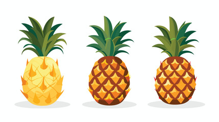 Summer Fruits .Pineapple Fruit. Vector Cartoon Flat Ic