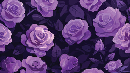 Purple roses dark background Flat vector isolated on