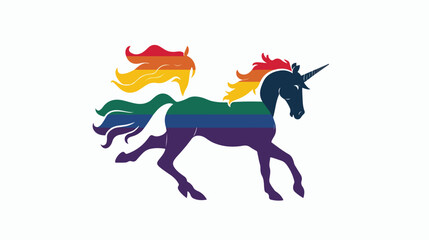 Rainbow unicorn black glyph icon