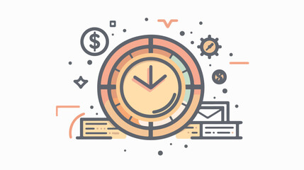 Time money icon line symbol. Isolated vector 