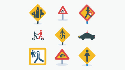 Traffic signs icon design vector  flat vector isolated