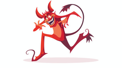 Retro cartoon dancing devil Flat vector