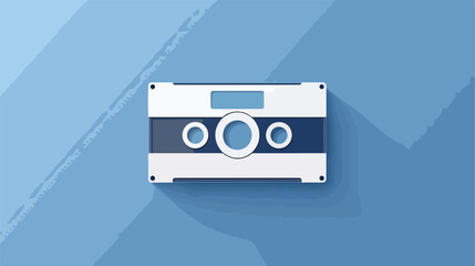 Rewind musical simple icon. Flat desing. White icon w