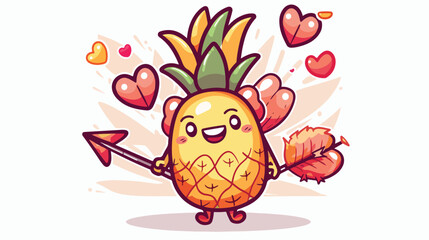 Romantic cupid pineapple mascot with love arrow