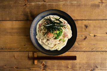 明太クリームうどん