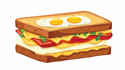 Sandwich with scrambled eggs Food icon. Vector