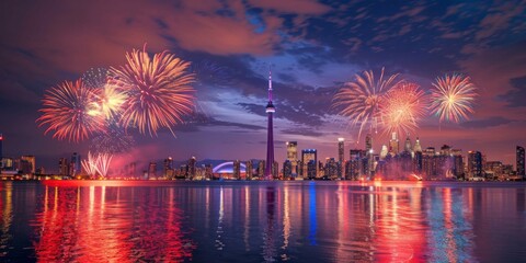 Fototapeta premium Fireworks on day of Canada