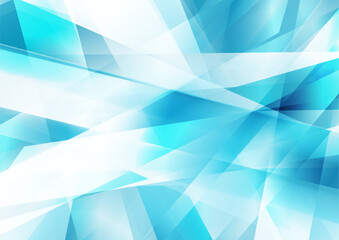 Blue white glossy low poly shapes abstract tech background. Vector design - 773820939