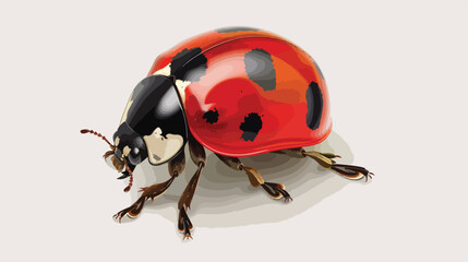 Vector close-up realistic ladybug insect icon isolated