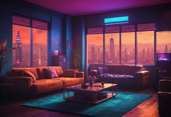 Beautiful Retro-Futuristic Portrait of a Human Gamer Girl Resembling an Android Robot with Artificial Intelligence, Travelling in Modern City with Neon Lights and Colorful Cyberpunk Vibe