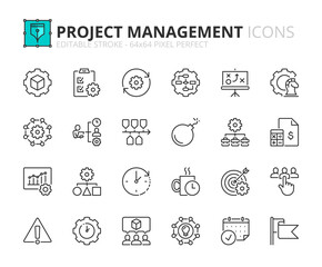 Line icons about project management. Pixel perfect 64x64 and editable stroke - 773821577