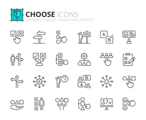 Poster Line icons about choose. Pixel perfect 64x64 and editable stroke © spiral media