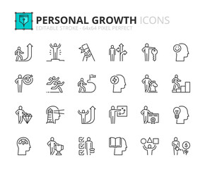 Line icons about personal growth. Pixel perfect 64x64 and editable stroke - 773821594
