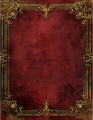 Antique Red Book Cover with Embossed Gold Frame
