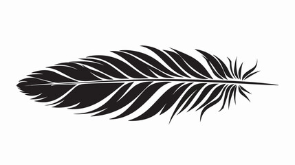 Silhouette of abstract feather as line drawing on whi