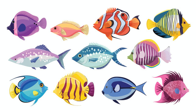 Vector of aquarium fish. Colorful flat design. .  flat