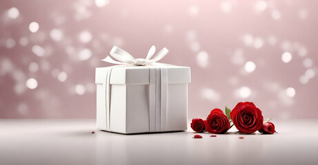 gift box with rose background