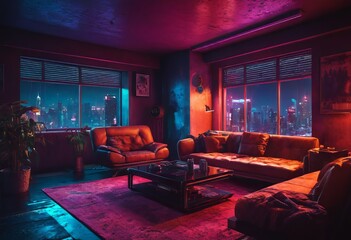 Beautiful Retro-Futuristic Portrait of a Human Gamer Girl Resembling an Android Robot with Artificial Intelligence, Travelling in Modern City with Neon Lights and Colorful Cyberpunk Vibe