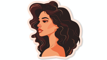 Sticker of a cartoon woman Flat vector