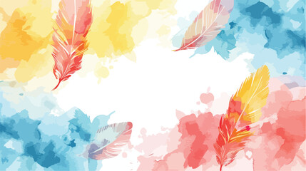 Watercolor feathers with background. flat vector isolated