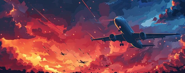 Happy bastille day airplanes.art illustration - obrazy, fototapety, plakaty