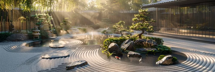 Schilderijen op glas Zen Garden of the Future  Integrating Technology with Traditional Japanese Garden Design © New Robot