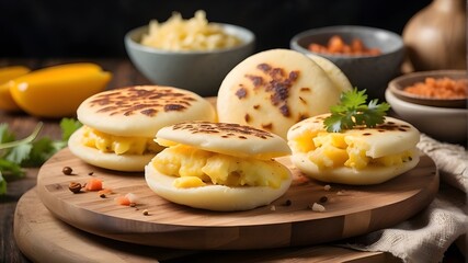 A Taste of Arepas from Venezuela, Mexican arepas with cheese - obrazy, fototapety, plakaty