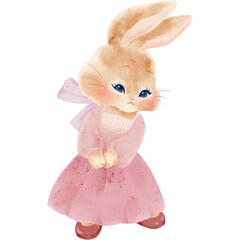 Cute Rabbit ,Cartoon Watercolour hand paint funny rabbit
