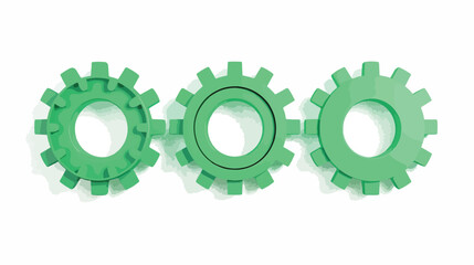 Three green cogs or gears on white background