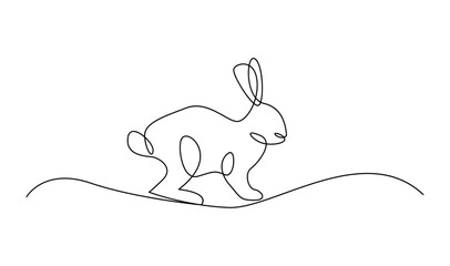 Continuous one line drawing of Easter Bunny rabbit