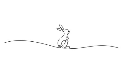 Continuous one line drawing of Easter Bunny rabbit