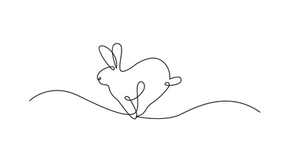 Continuous one line drawing of Easter Bunny rabbit