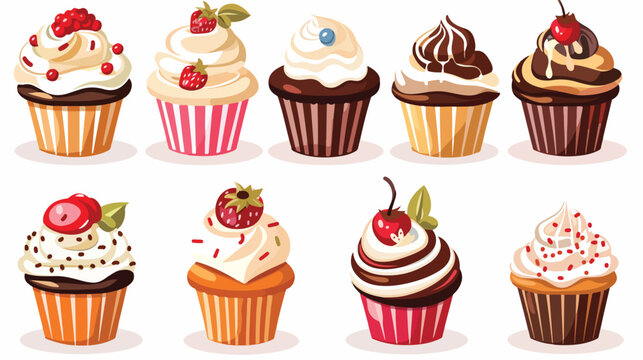 Vector graphic of cup cake. Dessert with flat design