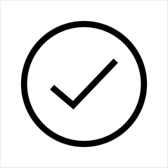Check mark icon, sign vector, on white background.