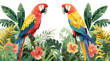 Vector illustration of a pair of parakeets