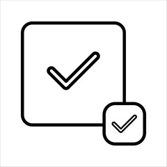 Check mark icon, sign vector, on white background.