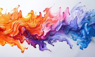 Colorful paint flowing down. White background, Generative AI