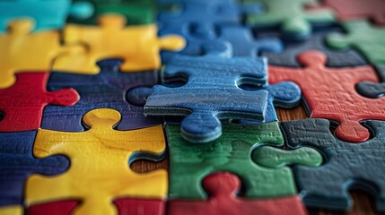 a close up shot of colorful puzzle blocks, Generative AI
