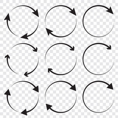 circle arrow icon set , loop icon. circular arrow icon, refresh, reload. Set of circle arrows rotating on white background. Vector illustration in eps 10. - obrazy, fototapety, plakaty