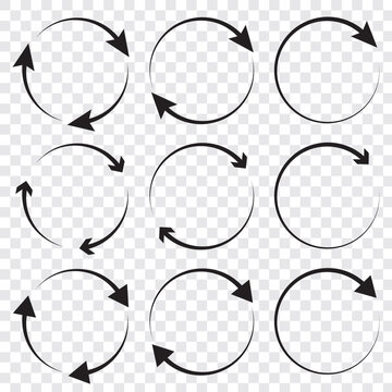 circle arrow icon set , loop icon. circular arrow icon, refresh, reload. Set of circle arrows rotating on white background. Vector illustration in eps 10.