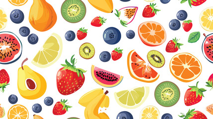 Vector seamless fruits pattern Flat vector 