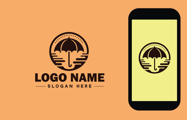 Umbrella logo icon vector for business brand app icon rain protection Waterproof template