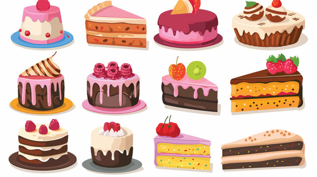Vector Cakes and SweetsCartoon Cake illustration 