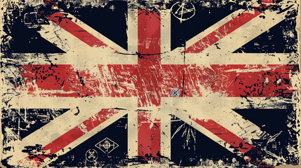 a postcard with the British flag in the grunge style - obrazy, fototapety, plakaty