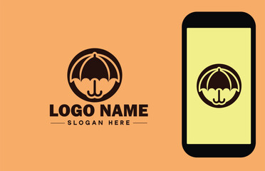 Umbrella logo icon vector for business brand app icon rain protection Waterproof template