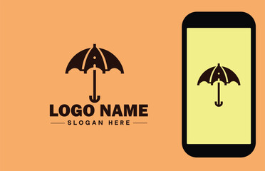 Umbrella logo icon vector for business brand app icon rain protection Waterproof template